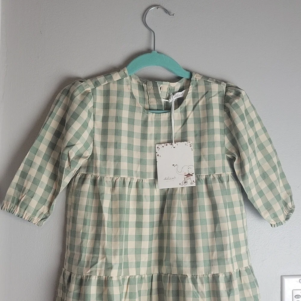Delicat New York Short Sleeve Gingham Long Robe Dress Slaye/White-Size 7